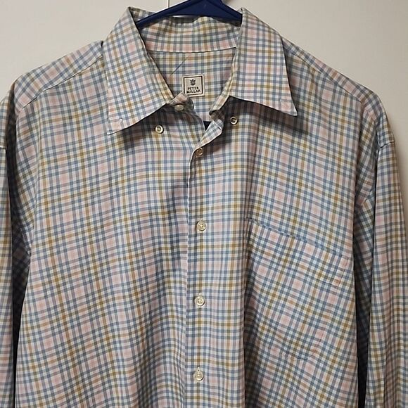 Peter millar mens button down large Checkered shirt pink blue church office baby - Picture 2 of 10